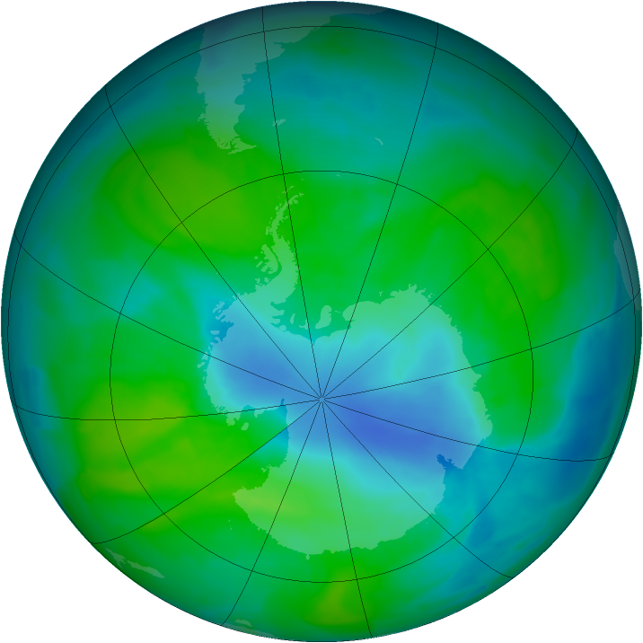 Antarctic ozone map for 19 December 2011